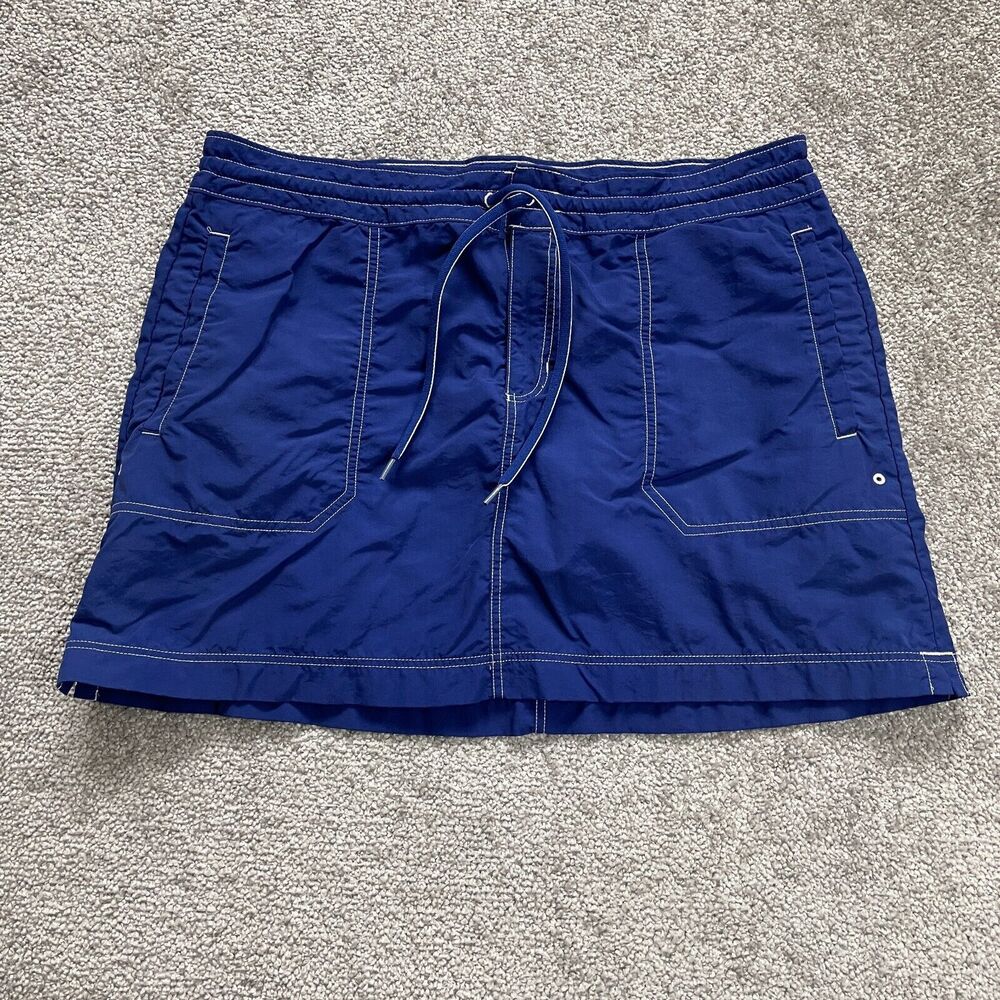 Lands' End Swimwear Mini Skirt Womens 6 Royal Blue Drawstring Pockets Nylon Swim